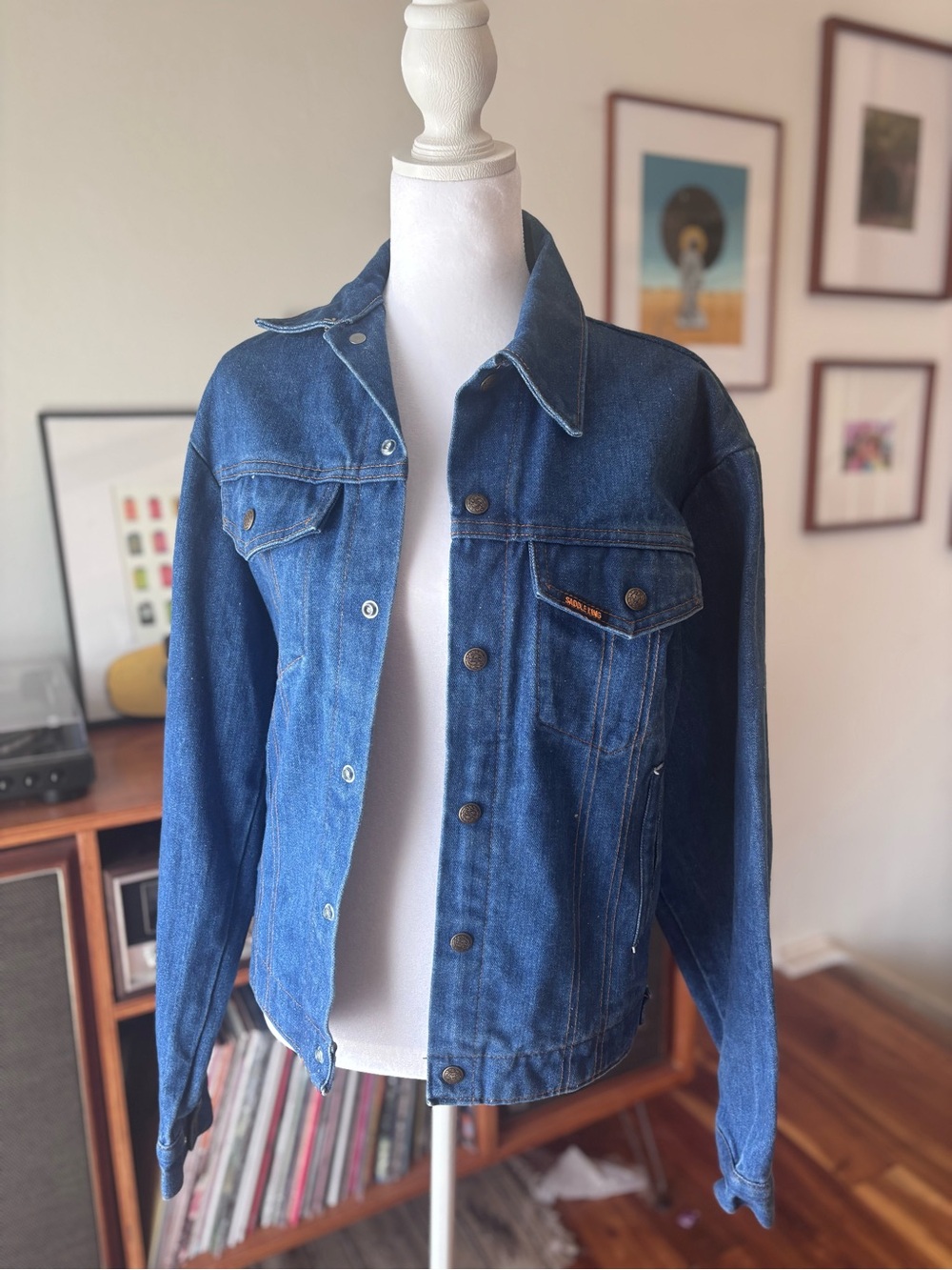 Vintage Saddle King Western Denim Jacket | Made in USA | Dark Wash Trucker Jacke
